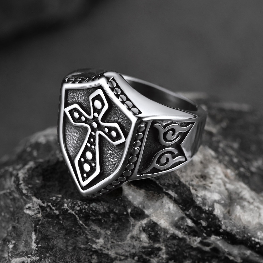 Ring Templar Shield Cross Ruby Stone 316L Stainless Steel Knights Crusade Celtic Ring Templar Shield Cross Ruby Stone 316L Stainless Steel Knights Crusade Celtic